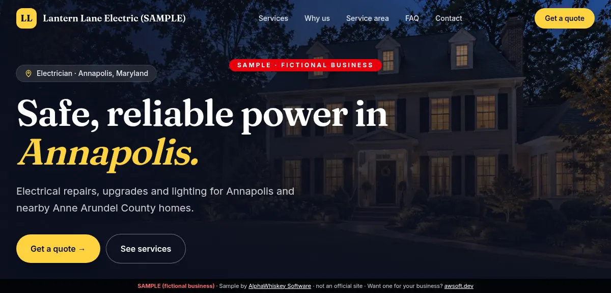 Lantern Lane Electric website screenshot