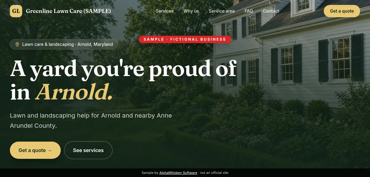 Lawn care company sample screenshot